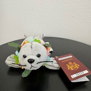 Hawaiian Collectibles Gray Plush Seal Toy with Floral Lei